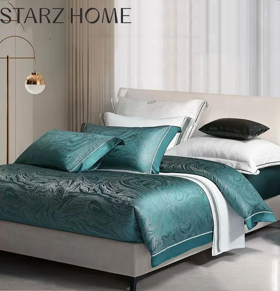 

Luxury 19mm Silk Cotton Jacquard 4Pcs Quilt Cover Bedding Set