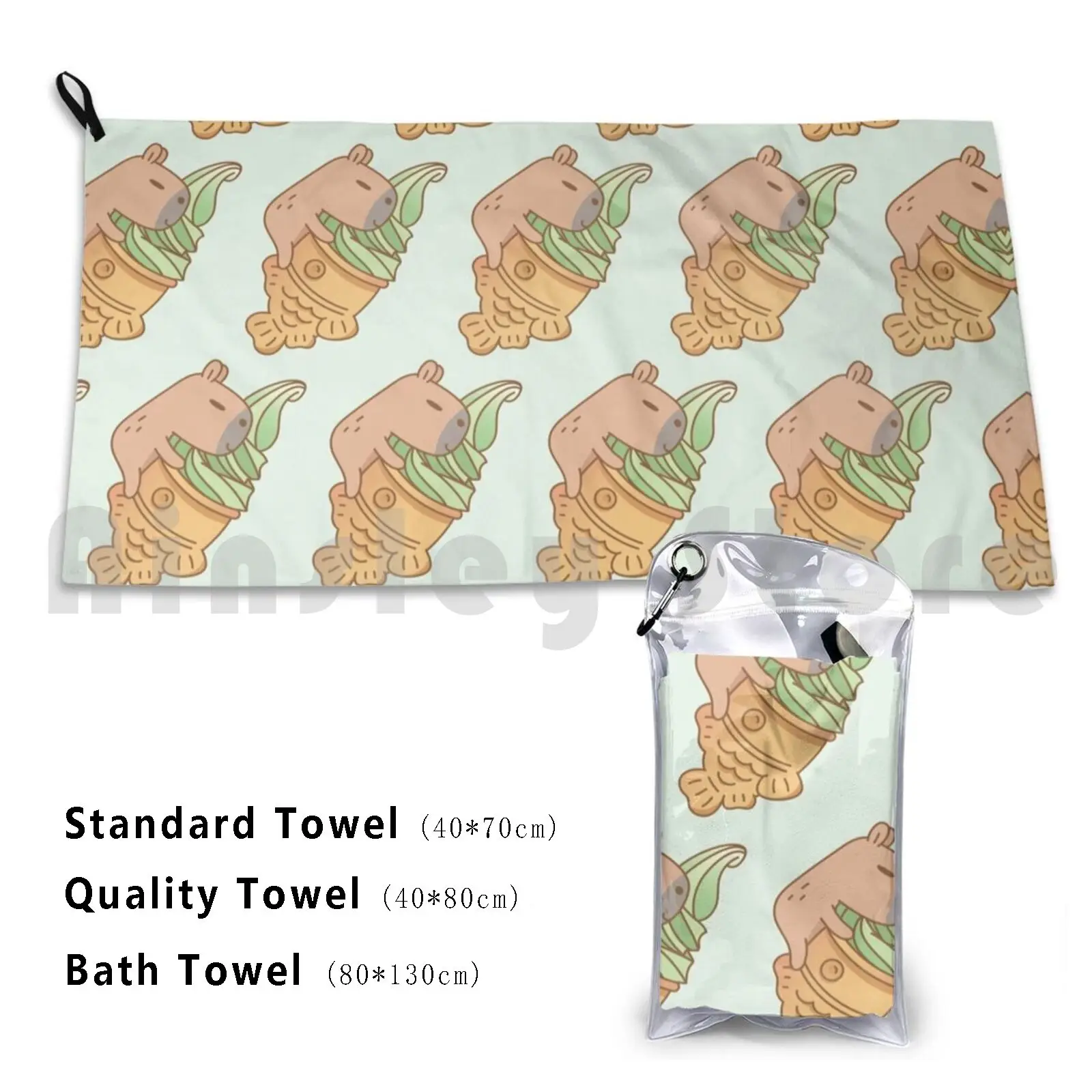 Asciugamano Capybara Con Gelato Matcha Taiyaki 70 Capybara Taiyaki Gelato Cibo Estivo