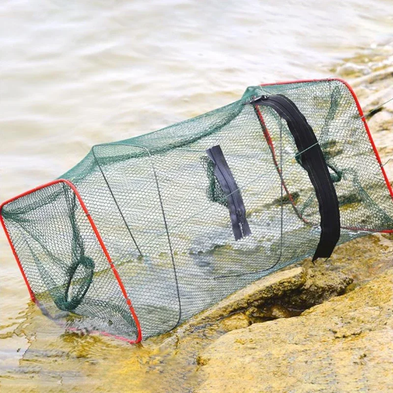 Foldable Fish Carp Bait Cage Shrimp Basket Fishing Cage with Feeder Net  Fish Crayfish Lobsters Catcher Tank Trap Mesh Network