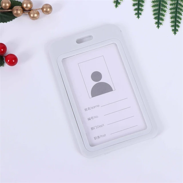 Cheap Transparent Credential Badge Holder Lanyard for Business Meeting Visiting Hang Pass Tag ID Card Candy Color Protector Case V-White