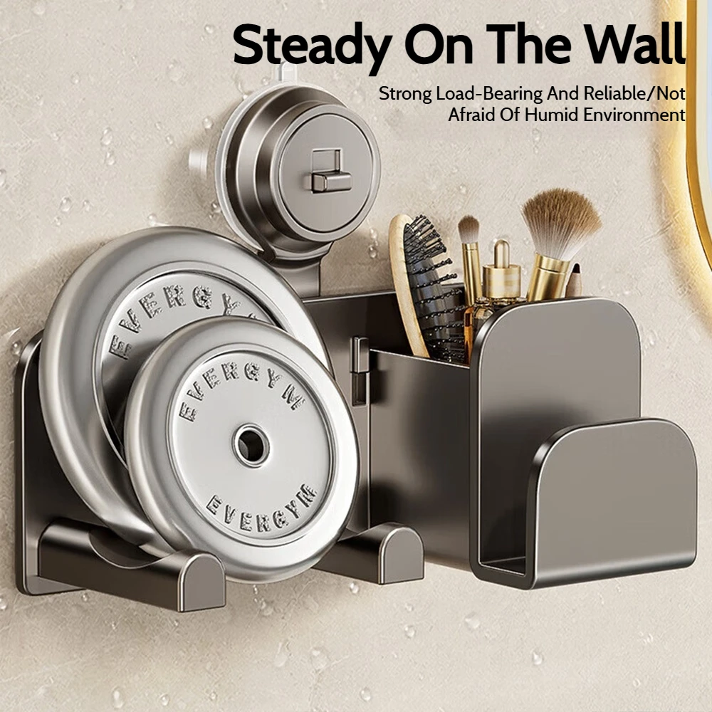 Stenoc No Punching Grey Suction Cup Hair Dryer Holder Wall Shelf Wall Mounted Hair Dryer Storage Rack Storage Rack
