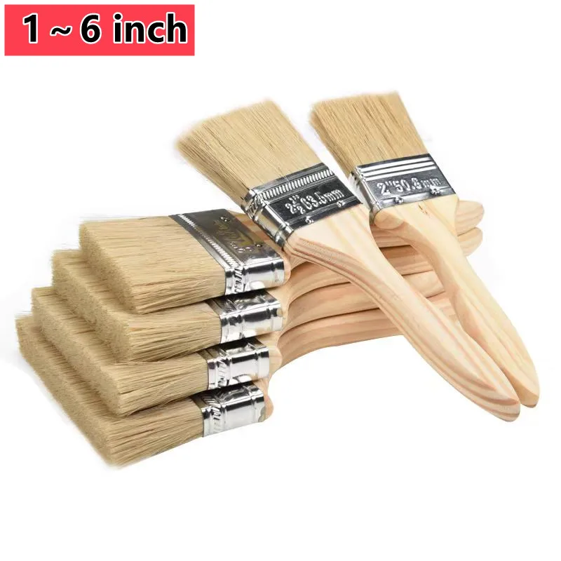 5Pcs Paint Brush 1/6 Inch Wooden Handle BBQ Brush for Wall and Furniture Paint Tool Painting Brushes Set Artist Brushes paint brushes