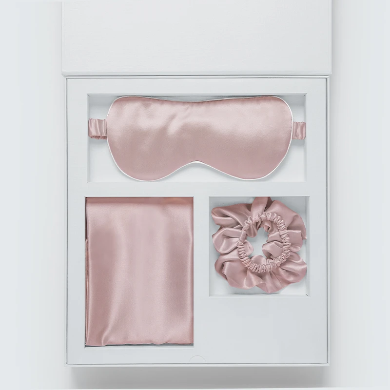 

Nordic Silk Pillow Case Silk Sleep Mask Set Silk Eyemask Soft Silk Eye Cover For Sleeping Blue Pink Sliver Bed Pillow Covers