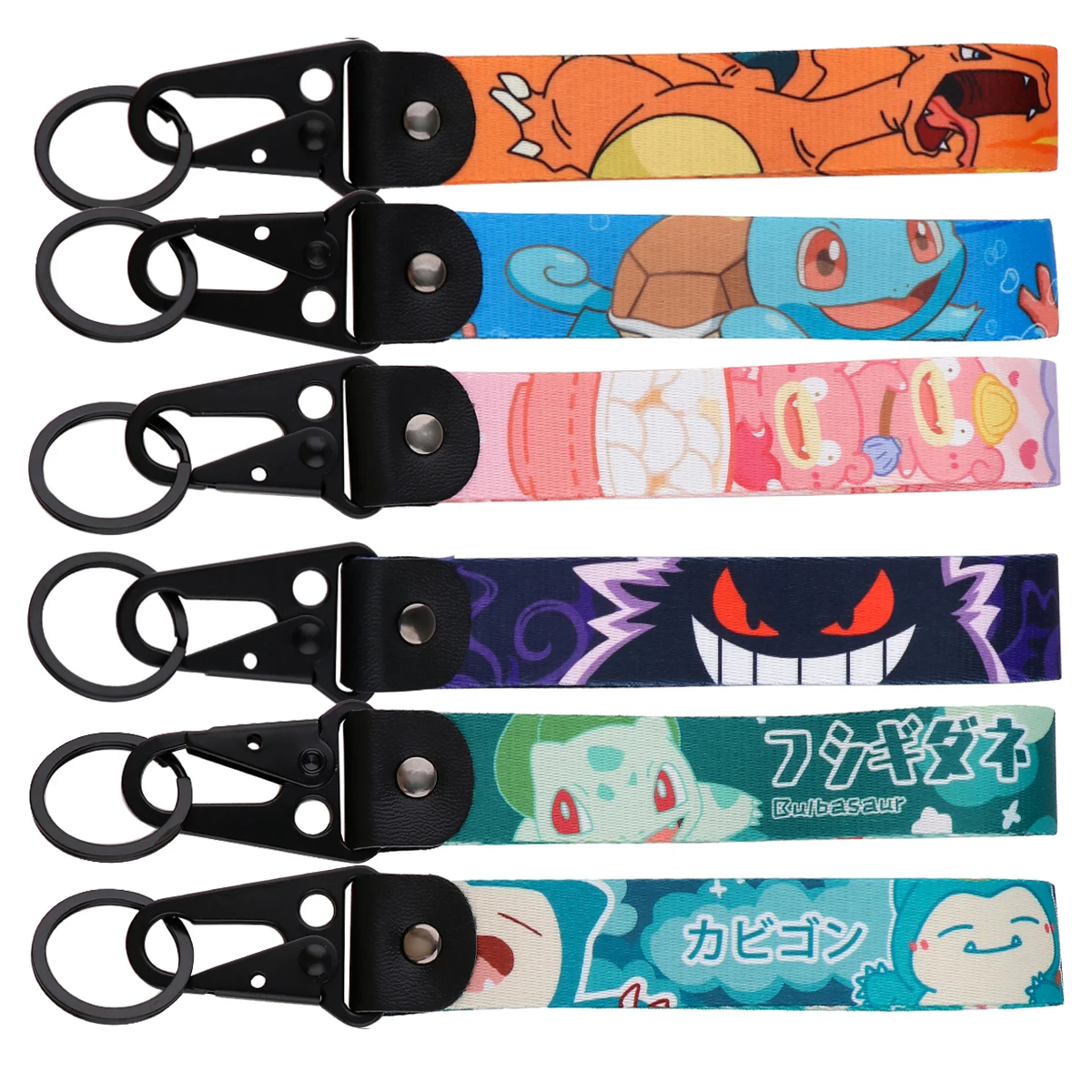 Cute Dinosaur Anime Keychain Lanyard Key Tag For Motorcycles Cars