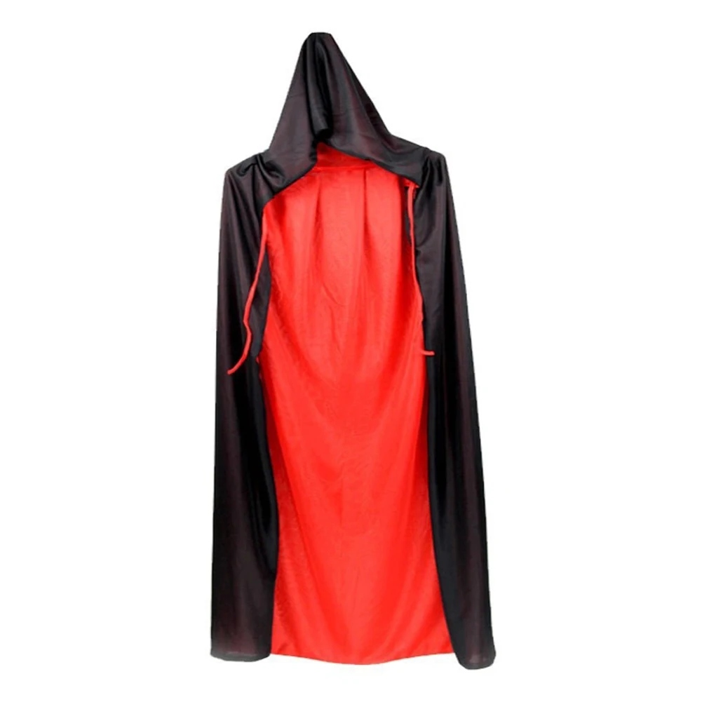 Halloween Cosplay Costume with Long Hooded Red Black Robe Witch Grim Reaper Medieval Cape for Kids Adult Party
