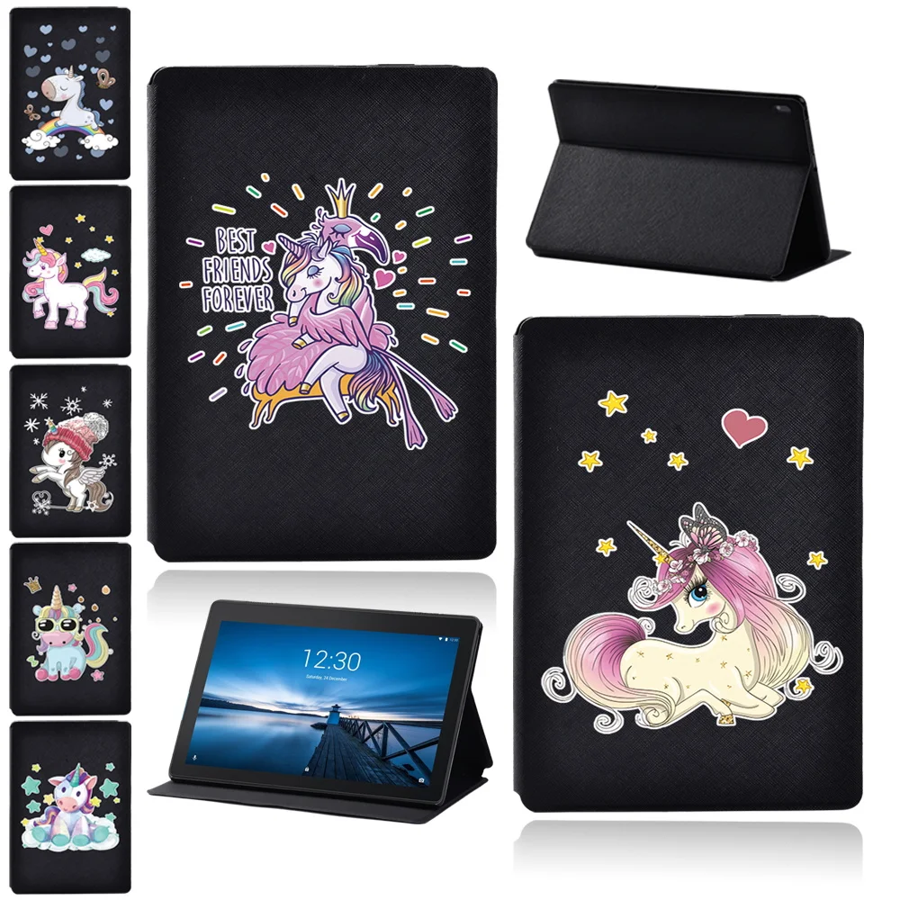 

For Lenovo Tab M10/Tab M10 Plus TB-X606F/X/Tab E10 Tablet Case Cute Unicorn Cartoon Pattern Series Protective Cover+ Free Stylus