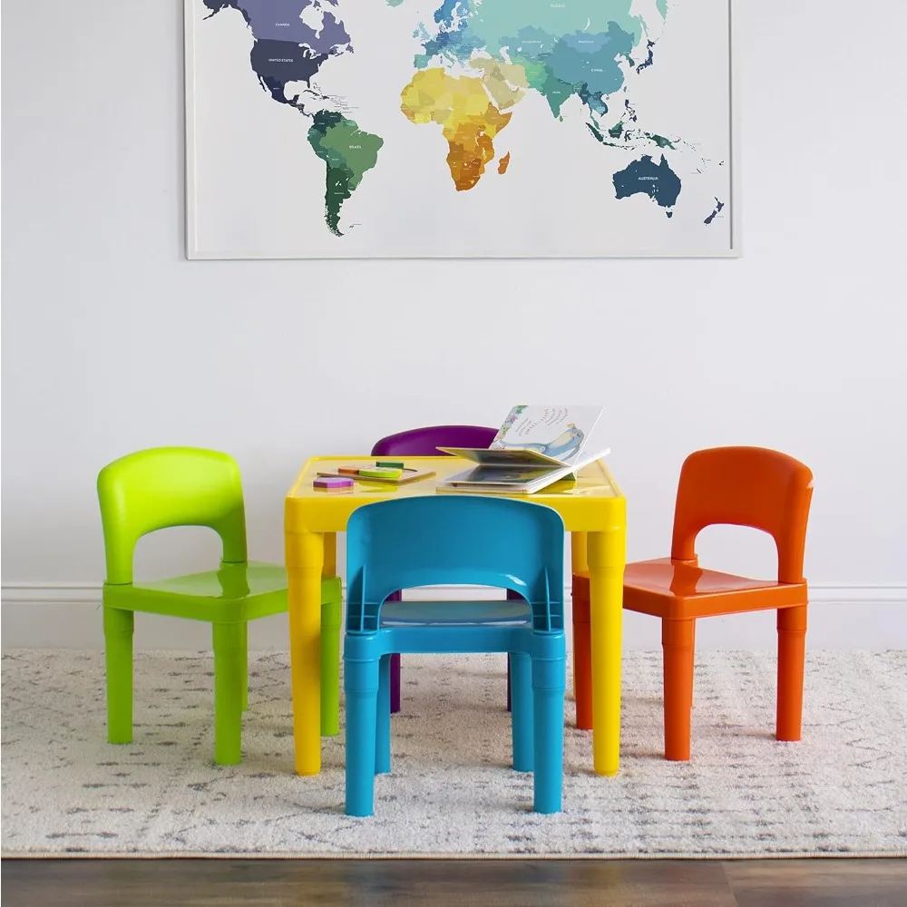 Kids Table and 4 Chair Set, Sturdy Toddler Activity Table for Playtime, Arts, Crafts, Reading - 5-Piece 2
