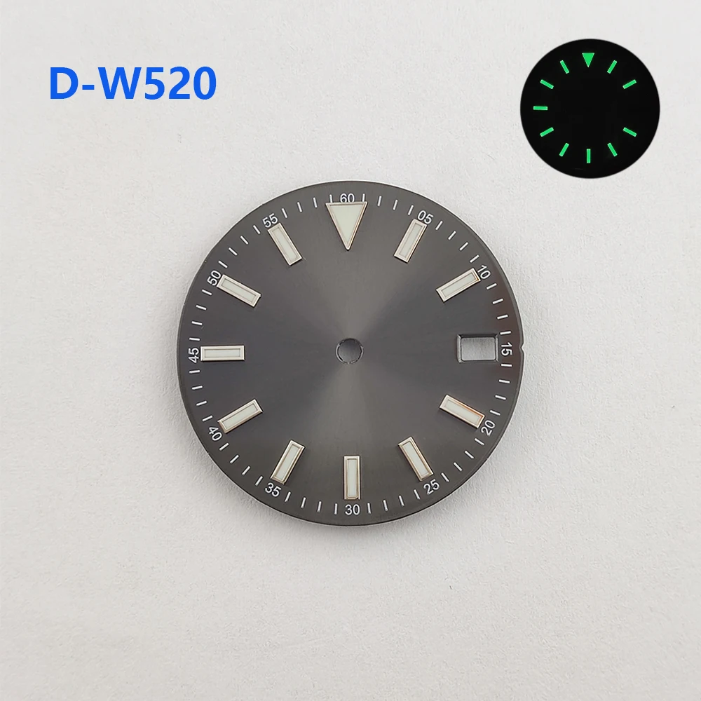 새로운 스타일의 시계 다이얼 28.5mm 녹색 발광 맞춤형 로고 시계, 멸균 다이얼 시계 액세서리, NH35 무브먼트에 적합