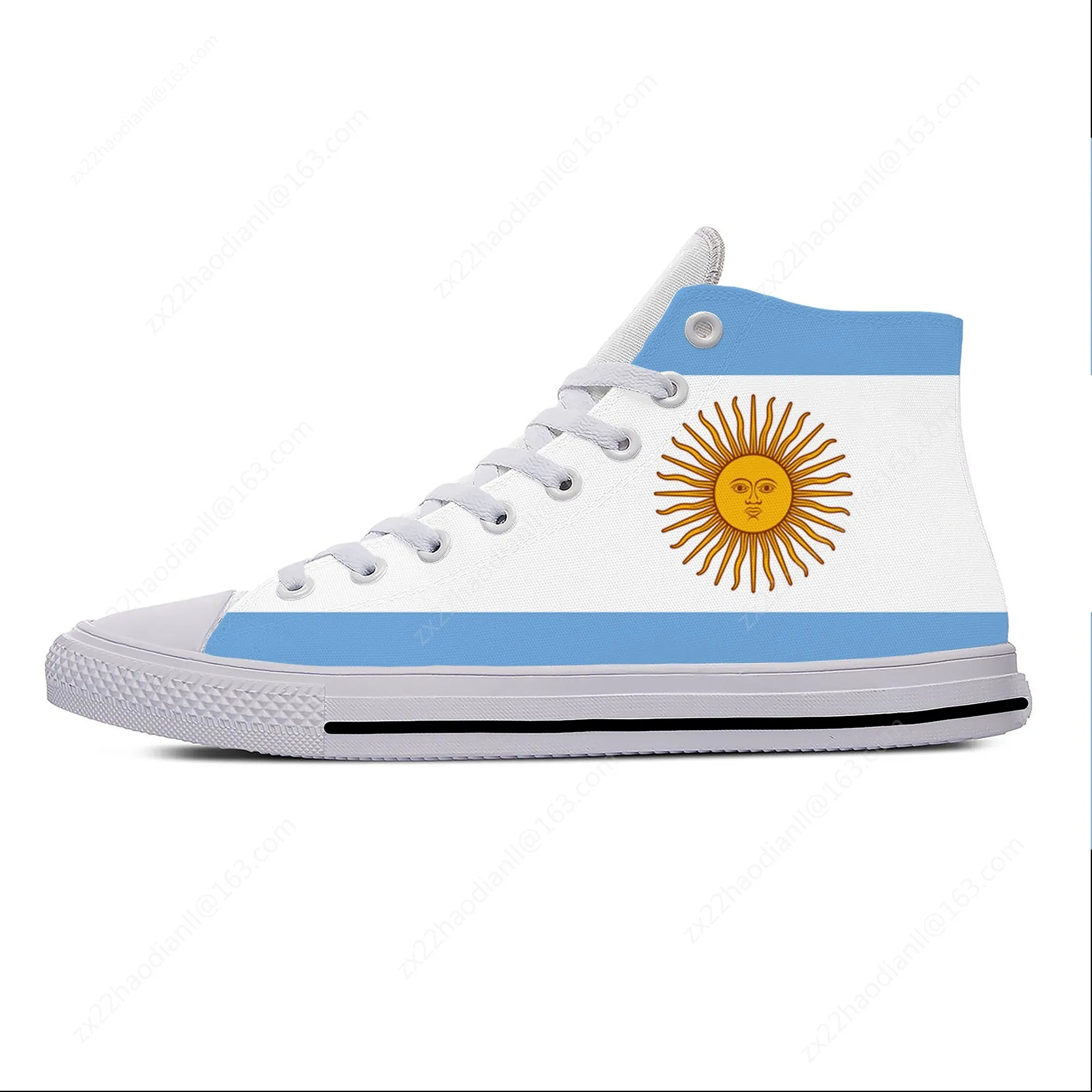 Argentina Flag High Top Sneakers Mens Womens Teenager Casual Shoes Canvas Running Shoes 3D Printed Breathable Lightweight shoe