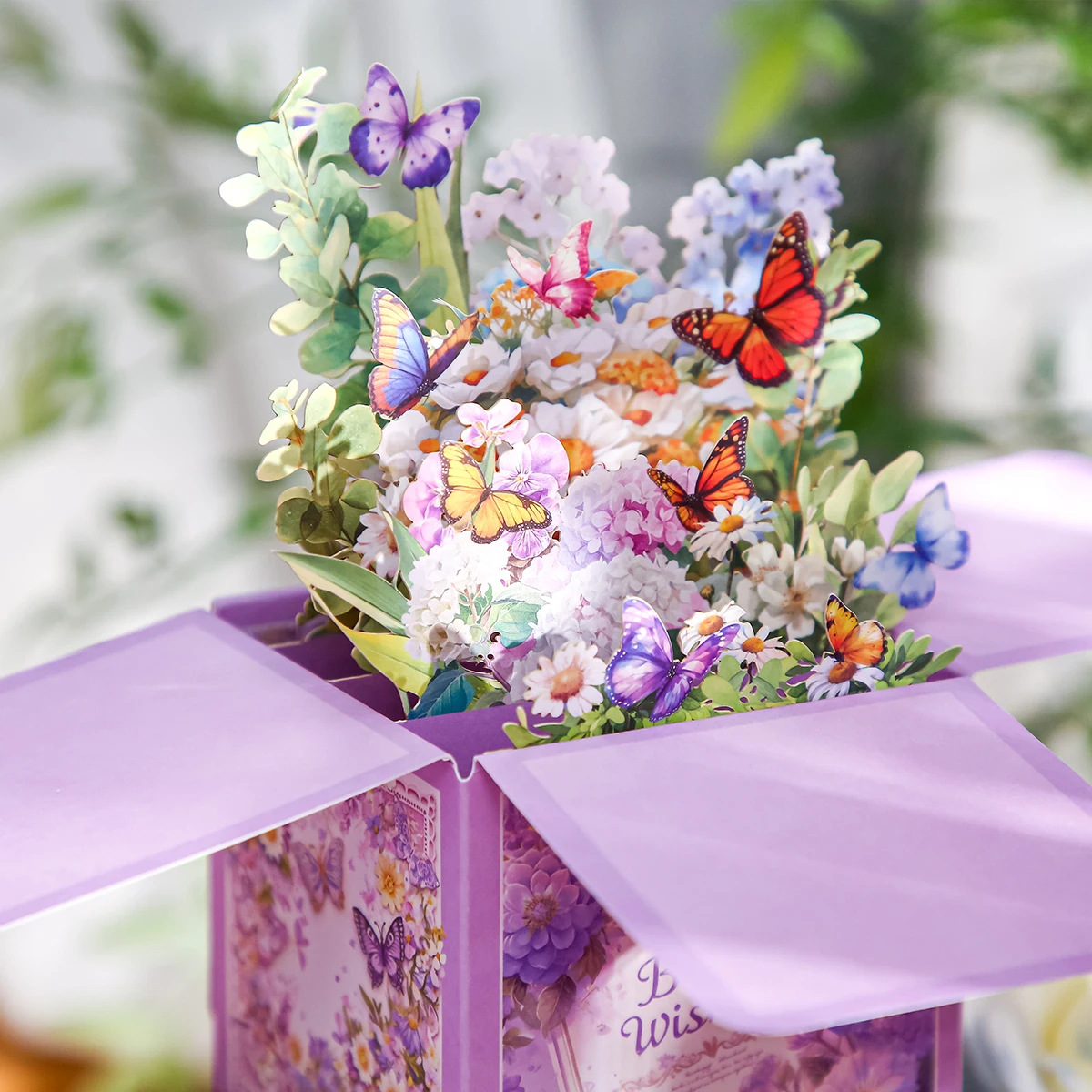 Flower Wishes Greeting Card 3D flower Flower Butterfly Greeting Card Hollow Paper Personalized Party Decoration Gifts 1Pcs