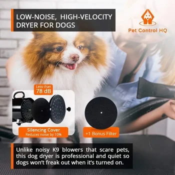 Dog Hair Dryer Blower for Grooming - Professional High Velocity 4.5HP Blow Dryer for Dogs - Pet Dryer Adjustable Heat Low Noise 2