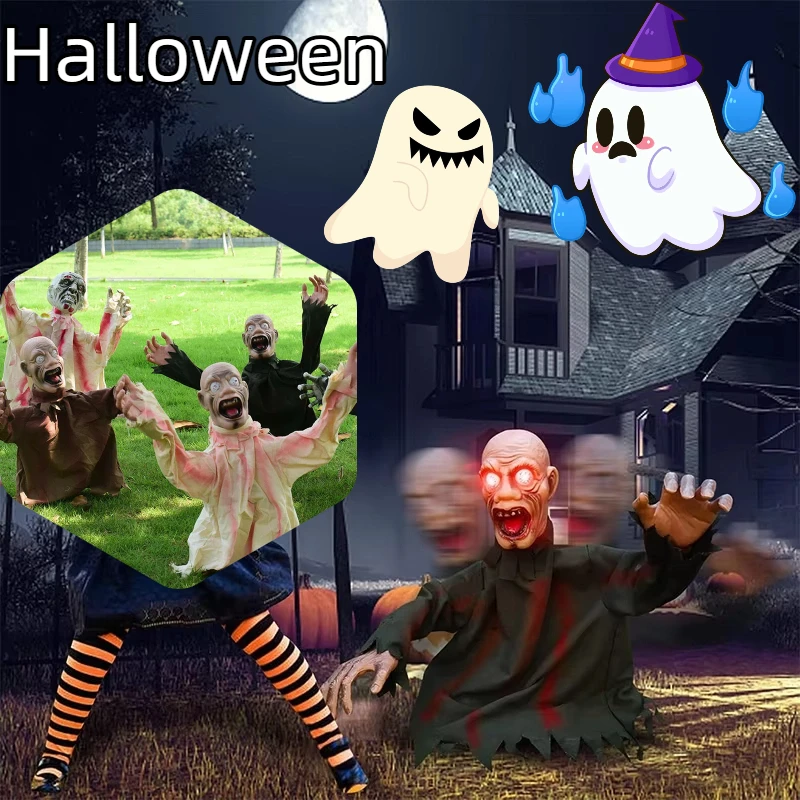 Voice Activated Halloween Decoration Ghost LED Eyes Hanging Zombie ...