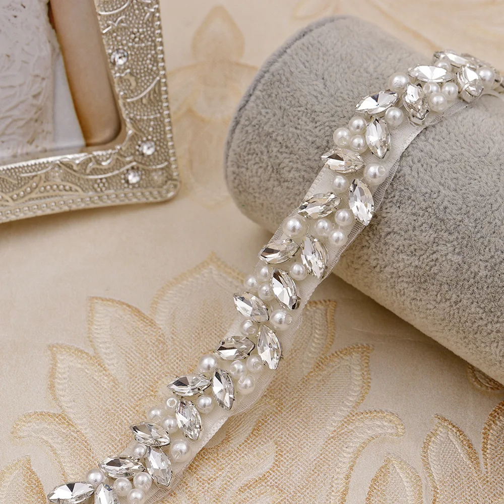 Cintura da sposa semplice con strass Color argento perle abito da sposa in cristallo cintura da donna cintura - Image 6