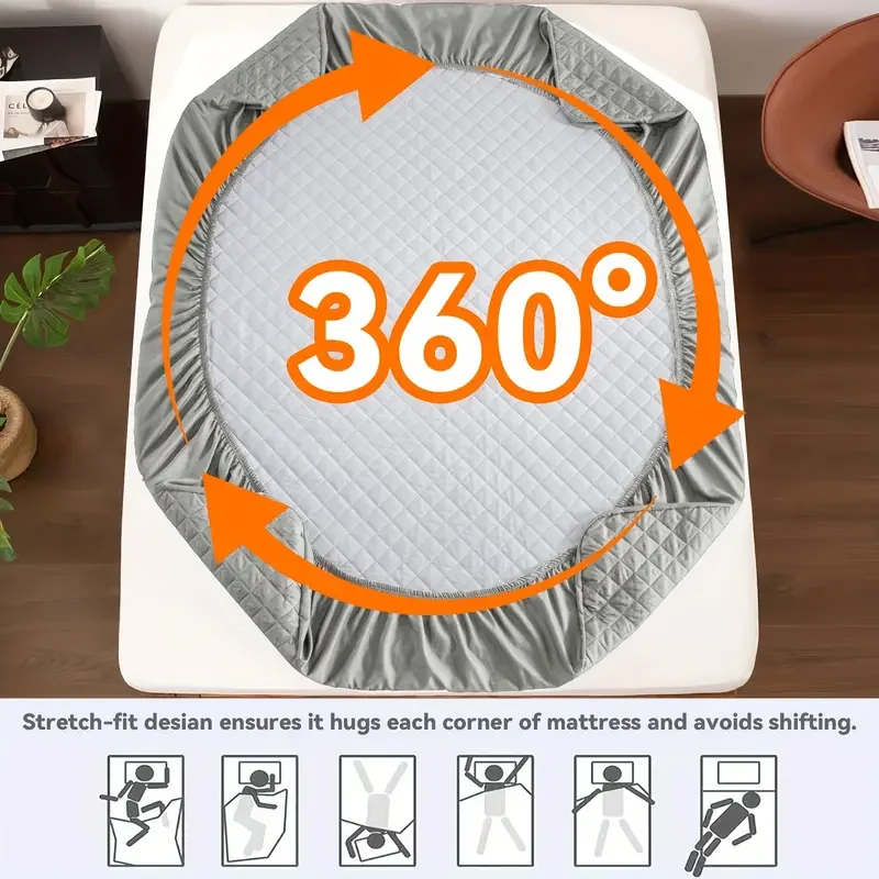 Waterproof Mattress Protector,Soft and Breathable Mattress Cover Single Double Fitted sheet for Bed 3