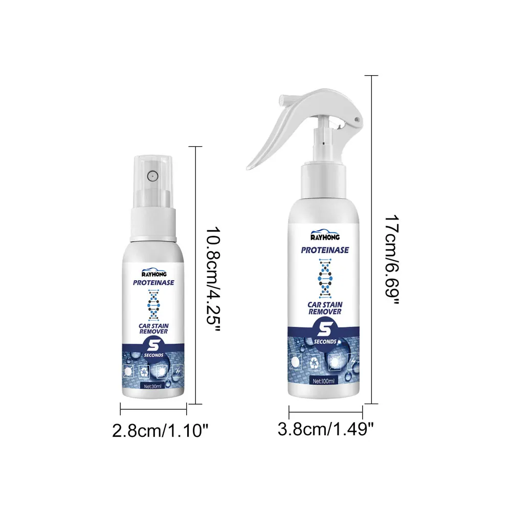 30/100ml Powerful Stain Removing Foam Cleaning Agent Spray Auto Interior  Cleaning Tools Multi-purpose Water-free Cleaning Agent