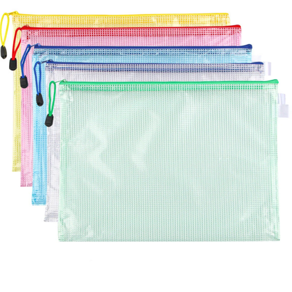A3 PVC Gridding Waterproof Zip Bag Pocket Folder Pouch Filing for