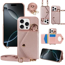 Elegant PU Leather Crossbody Phone Case with Anti - Demagnetization, Anti - Drop Protection, and Mirror Feature - iPhone 12 Mini (Rose gold)