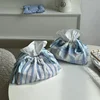Blue Striped Drawstring Tissue Bag Storage Bag Napkin Paper Case Home Organizer Nordic Decoration Accessories For Livingroom 5