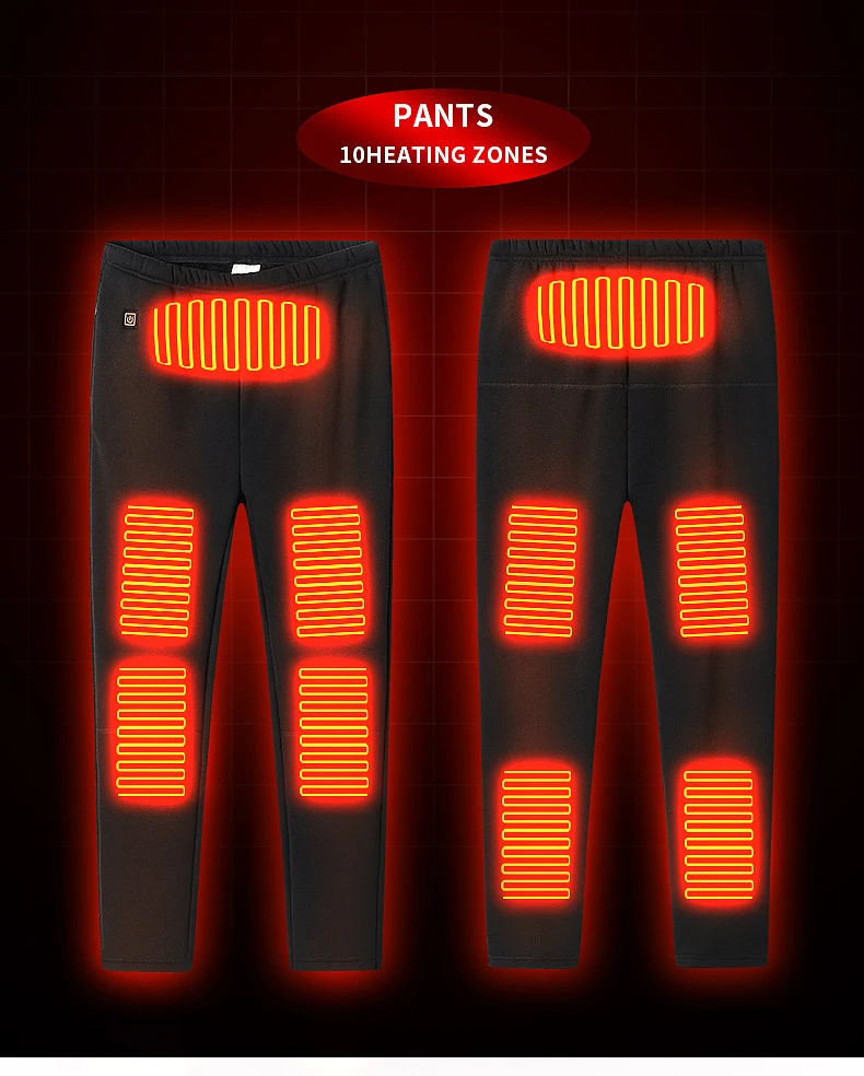 Heated Underwear Suit Winter Outdoor Thermal Heated Jacket Men Ski Suit USB Electric Heating Clothing Fleece Thermal Long Johns