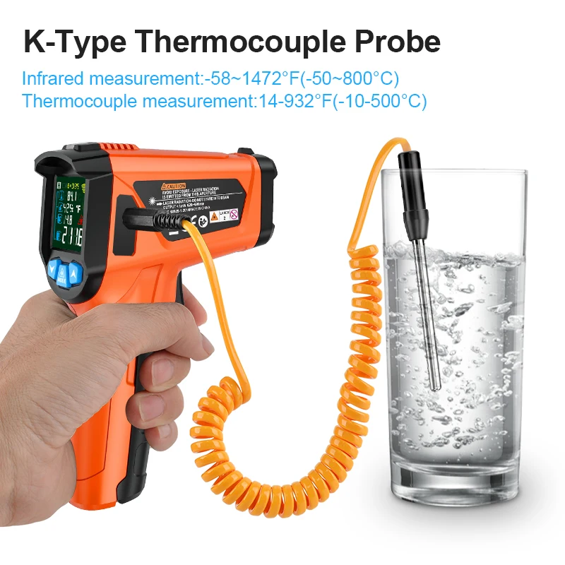 Digital Thermometer,Infrared Thermometer,Thermal Imaging Camera Mestek Digital Infrared Thermometer Pyrometer Thermal Imager High Temperature Meter Indoor and Outdoor Thermometer Light Alarm