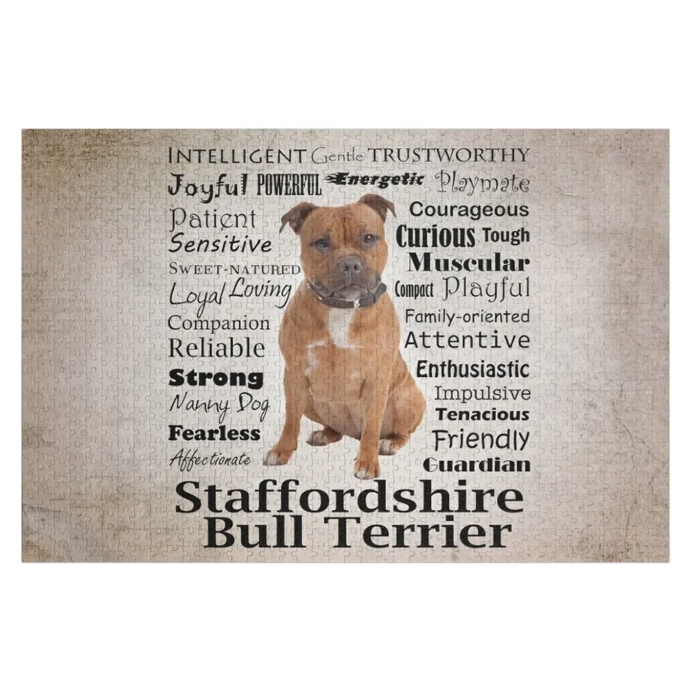

Staffordshire Bull Terrier Traits Jigsaw Puzzle Anime Custom Name Wood Customized Picture Personalized For Kids Puzzle