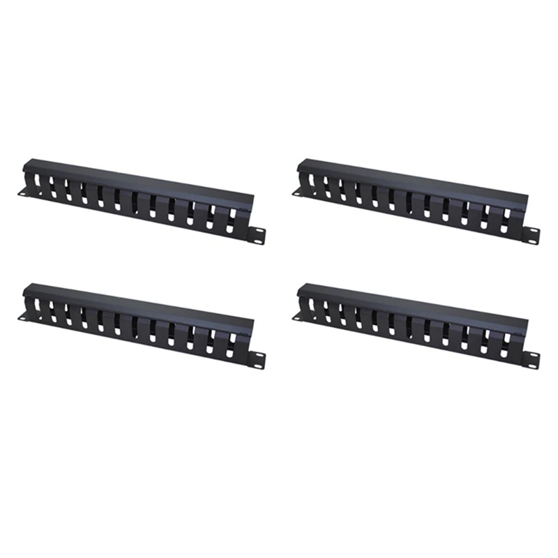 

4X 1U Cable Management Horizontal Mount 19 Inch Server Rack , 12 Slot Metal Finger Duct Wire Organizer With Cover