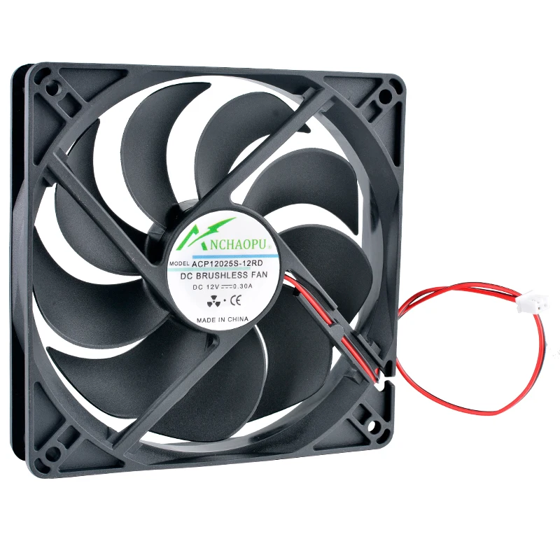 Ventilador de refrigeración de alta velocidad para fuente de alimentación de chasis, 12cm, 120mm, 120x120x25mm, cc 12V, 0.30A, 2000rpm, ACP12025S