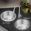 Kitchen Sink 304 Stainless Steel Round Single Groove Dish Washing Basin Thickened Sink with Kitchen Faucet Drain Accessores 3