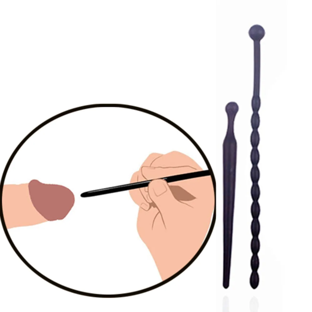 Penis Sex Toys Beaded Urethral Insert Cum-Thru Penis Plug Soft Silicone Adult Man Penetrate Sound Trainer Set pleasurable Sensations