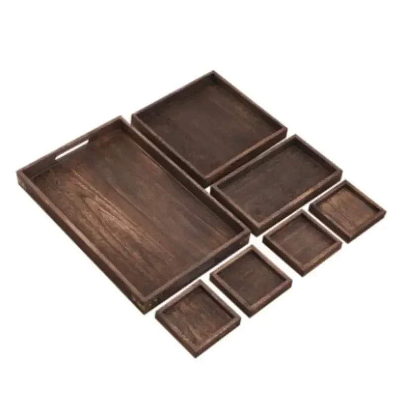 Tea Tray Tea Set Wooden Serving Tray For Brewing Tea Seven Piece Set Of Burnt Tung Wood