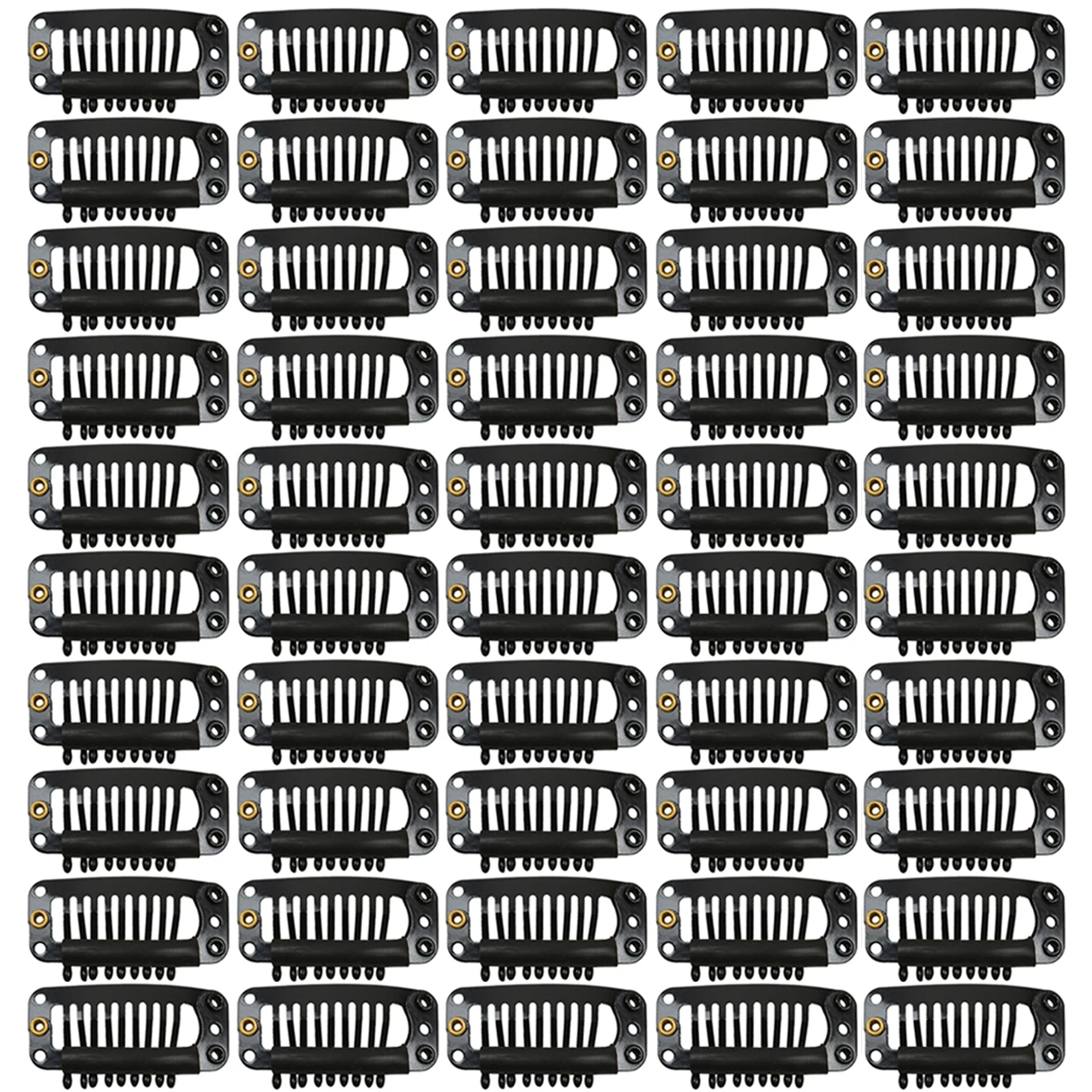 WILLBOND 100 Pieces Wig Clips U-Shape Metal Clips with Soft Rubber 6 Teeth Stainless Steel Material for Hair Extensions DIY, 3.2 cm (Black)