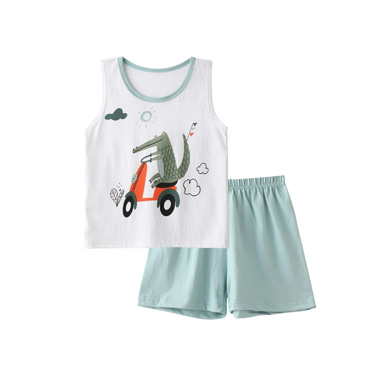 Toddler Baby Girl Clothes Summer Sleeveless Pajamas Vest+ Pant Sets Cotton Children's Pyjamas For Kids Boys 2 4 6 8 9 Yeaars elegant pajama sets Sleepwear & Robes