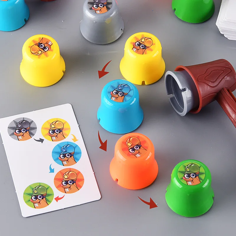 Quick Stacking Cup Game 20 Challenges Color cognition Children's Puzzle Hammering Gopher Party Game Toys for kids Competition 3