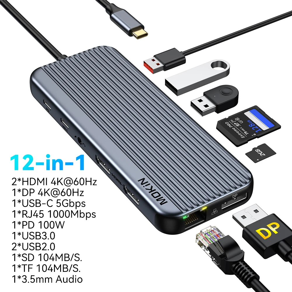  Adaptador HDMI USB C Hub para MacBook Pro 2019/2018/2017, MOKiN  5 en 1 Dongle USB-C a HDMI, lector de tarjetas Sd/TF y 2 puertos USB 3.0 :  Electrónica