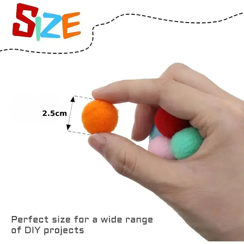 25mm Small Pom Poms Coloured DIY Party Decorations Mixed Soft Fluffy Puff Ball Rainbow Pompoms for Kids Art Crafts School 100pcs cheerleading pom poms