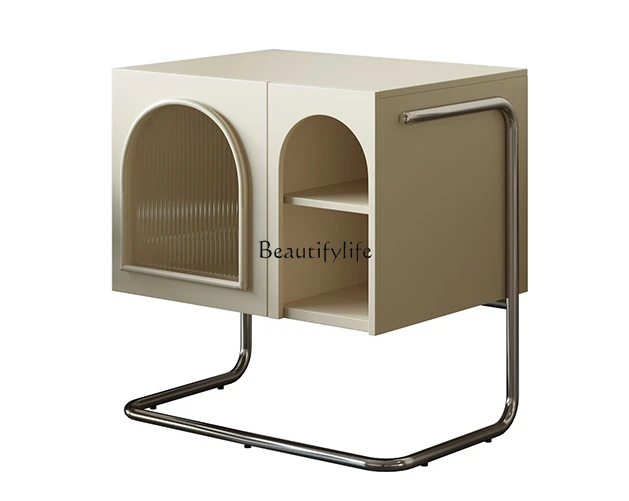 

French Cream Style Bedside Bedroom Minimalist White Multi-Function Locker