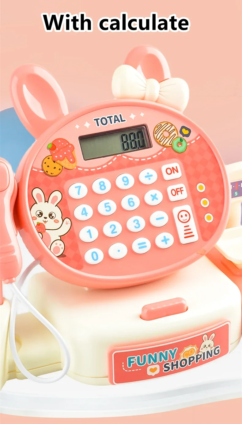 Simulation Supermarket Cash Register Set With Calculator Parent-child Interactive Play House Toy Kids Birthday Christmas Gifts