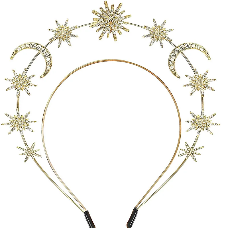 Fashion Metal Moon And Stars Handmade DIY Design Hairband Hair Accessory Hair Headdress Jewelry Accessories Bridal Headwear Hair Band Crown Bridal Crown Wedding Headdress Jewelry