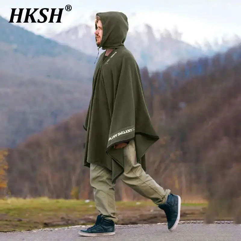 HKSH Multifunctional Warm Blanket Outdoor Camping Sleeping Bag Single Person Wearable Cold Proof Cape Men Thermal Trench HK3861