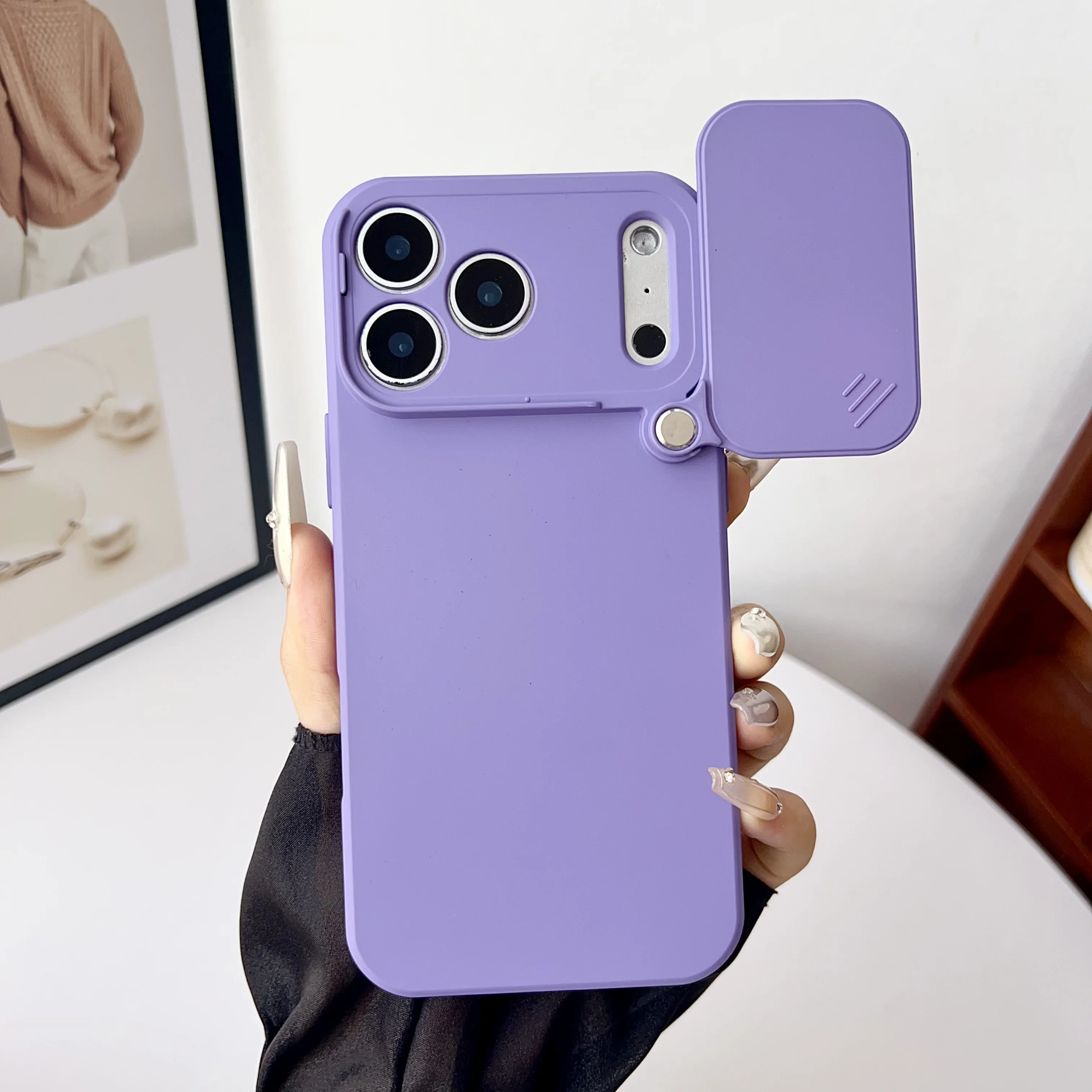 Soft Silicone Shockproof Case with Slide Camera Lens Protection and Matte Skin Feel