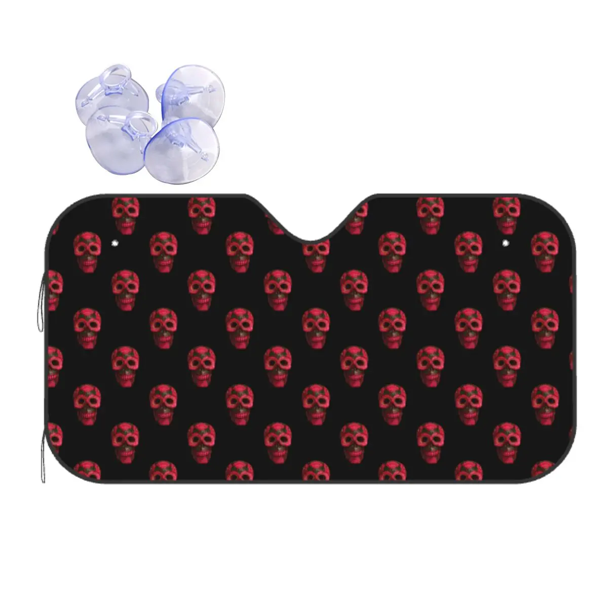 

Cool Skull Windshield Sunshade Red Funny Car Front Windshield 76x140cm Sunshade Visor Sunscreen Curtain