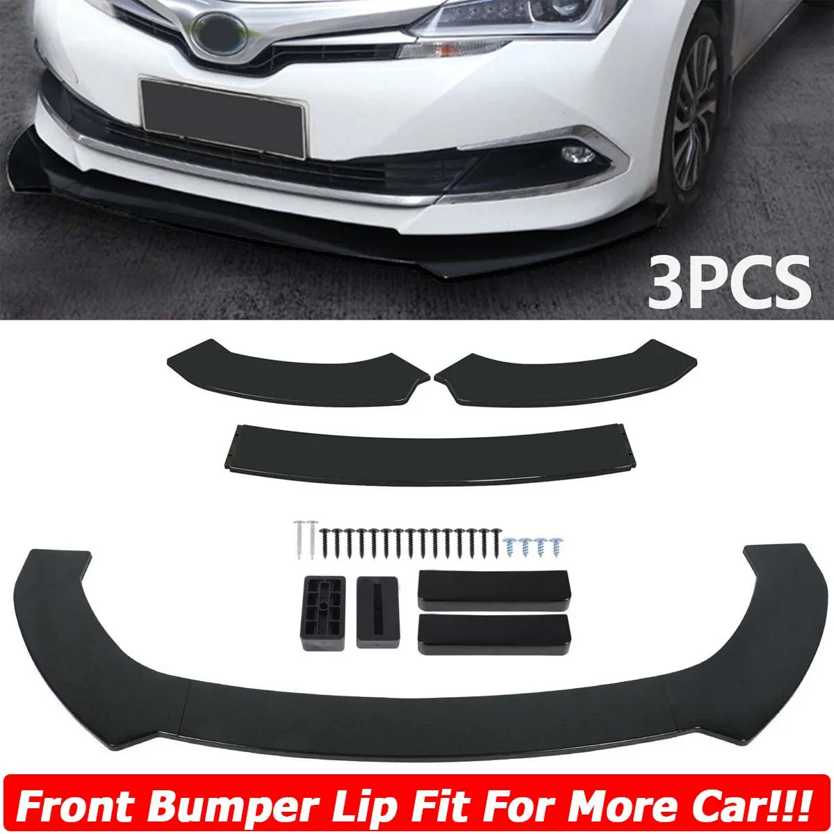 

3PCS Universal Front Bumper Lip Spoiler Body Kit Side Splitter Deflector Guards Diffuser For Toyota Corolla Car Accessories