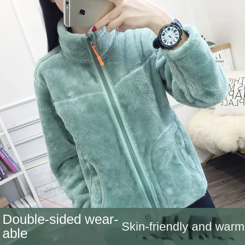 

Fleece Jacket Women Men Double-sided Can Be Worn In Autumn and Winter Thickened Polar