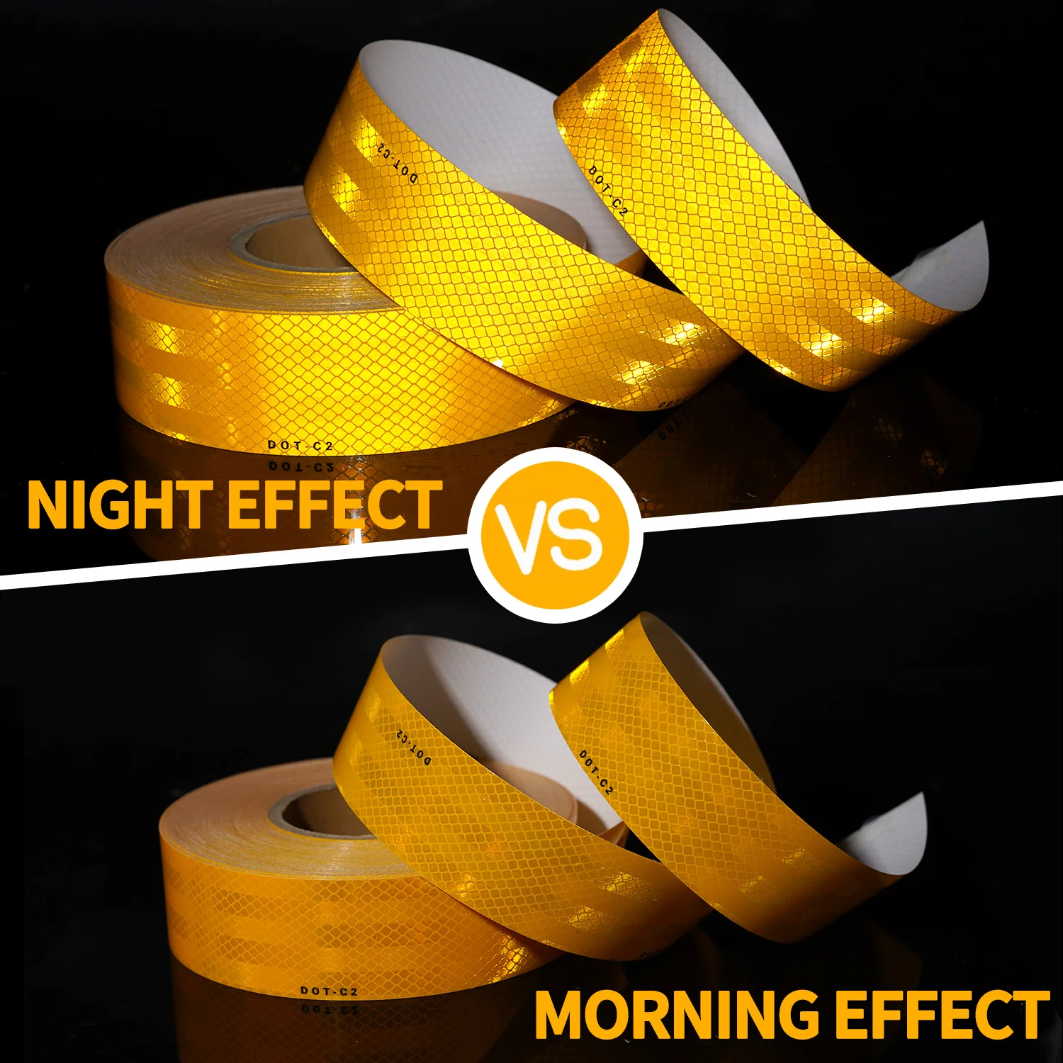 High Visibility Yellow Reflective Safety Tape - Durable, Self-Adhesive, Waterproof