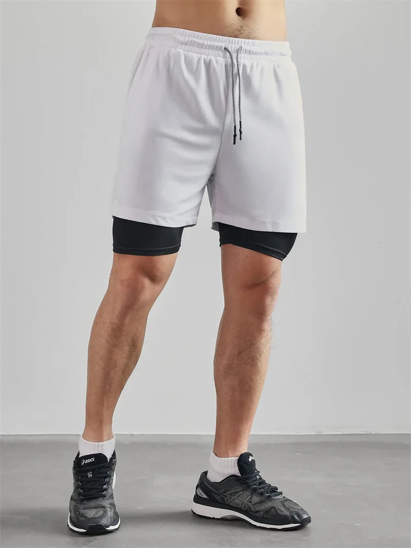 Grafische 2-in-1-Workout-Laufshorts für Herren, sportliche Performance-Shorts mit Handytasche, Handtuchschlaufe, Fitnessstudio, Fitness, Jogging-Outfit – Detail 10