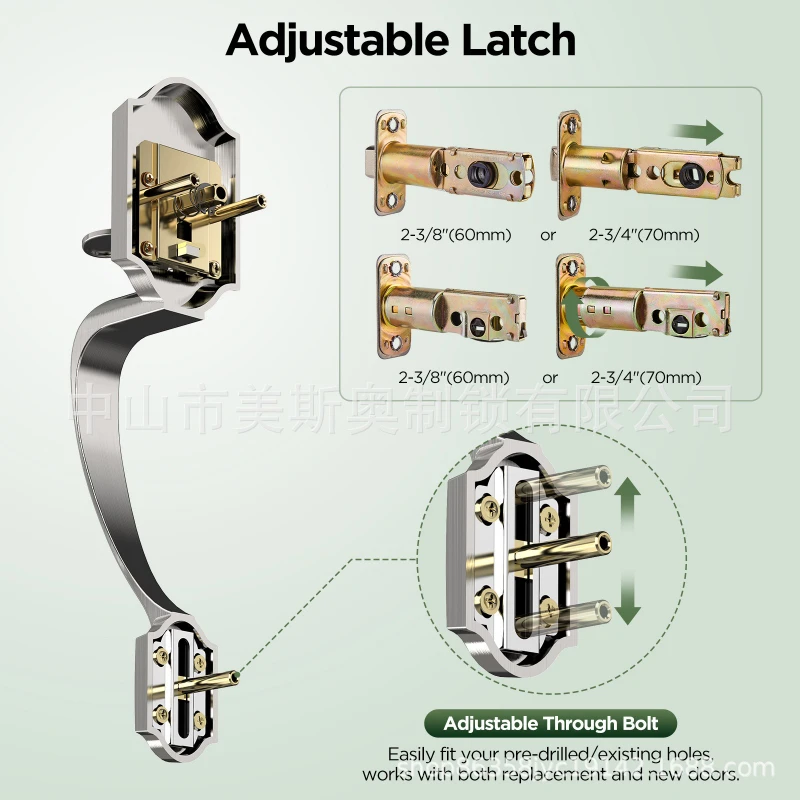 Maniglia per serratura porta anteriore Set di cerotti Maniglia per ingresso esterna con pomello per porta interna Maniglia reversibile in nichel satinato nero opaco - immagine 5