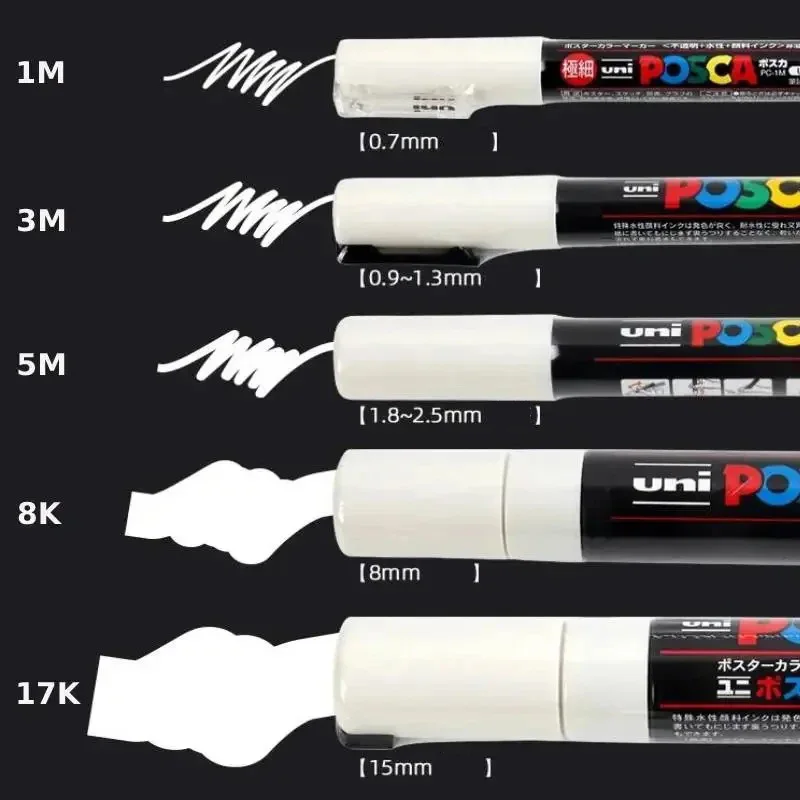 White Marker Pens Acrylic Paint Markers Art Marker Pens Art Markers Paint Marker Pens UNI Posca White Acrylic Marker Paint Pens for Rock Painting Glass Wood Stone Metals Japanese Stationery Art Supplies for Artist