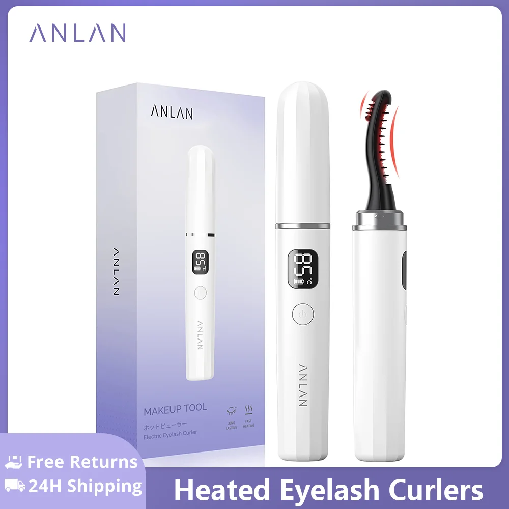 ANLAN Dual Heated Eyelash Curlers 10S Quick Heating 24Hour Eyelash Long-Lasting Rechargeable Electric Heat Eyelash Lifting Comb