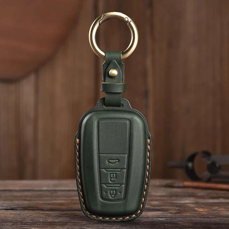

For Toyota Camry CHR Prius Corolla RAV4 Prado 2017 2018 Keychain Accessories Protector Leather Car Smart Key Cover Case Holder