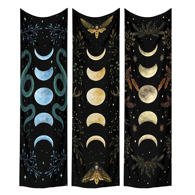 Moon Phase Tapestry Wall Hanging Moon moth Floral Vintage Psychedelic Star Snake Divination Bohemian Home Decor Art Decoration tapestry decorations